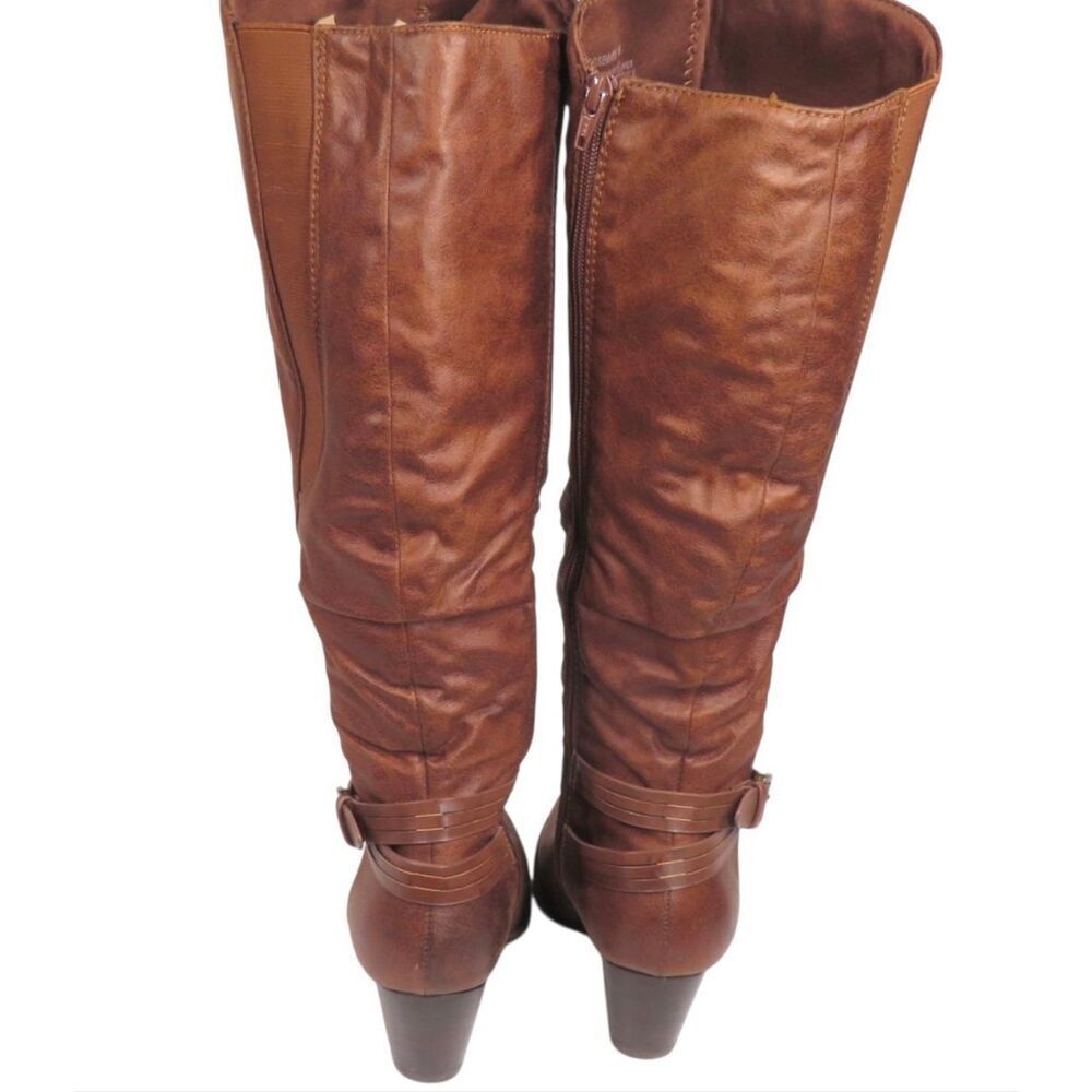 Baretraps Rosemary Tall Slouch Heeled Boots Round Toe Faux Leather Women 8 Brown - Picture 5 of 7